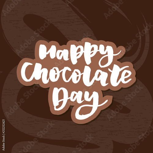 Happy Chocolate Day Phrase Lettering Calligraphy Vector