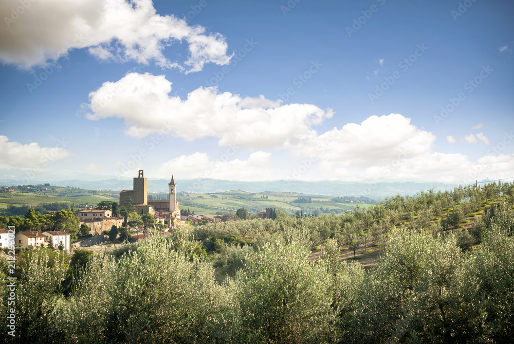 Panoramic view of Vinci town in Tuscany, Italy