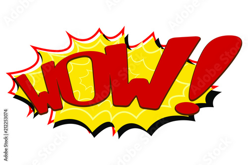 Comic Text Speech. Icon Lettering of Wow. Poster for Print. Мусещк Illustration
