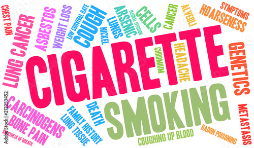 Cigarette Word Cloud on a white background. 