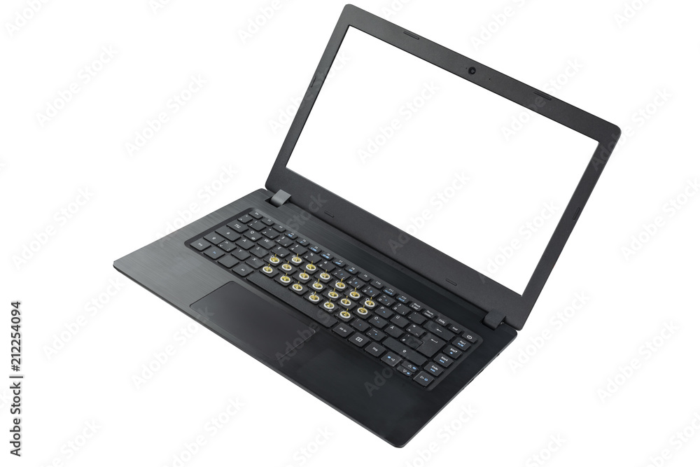 Tastatur mit Reisnägel mit weissem Bildschirm Tastatur mit Reisnägel mit weissem Bildschirm