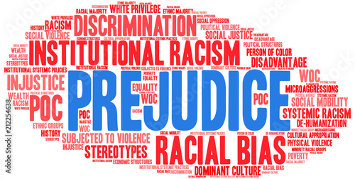 Prejudice Word Cloud on a white background. 