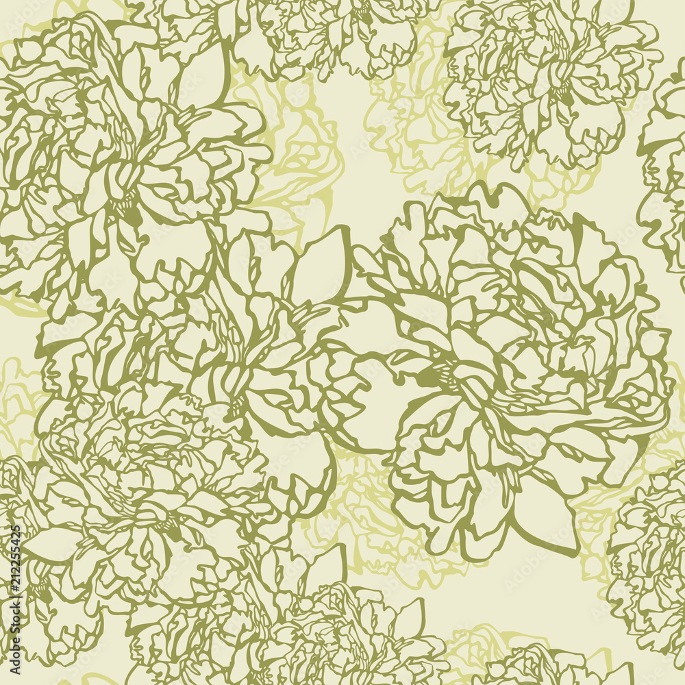 Seamless pattern with poppy, Peonies or roses flowers– stock illustration Seamless pattern with poppy, Peonies or roses flowers– stock illustration