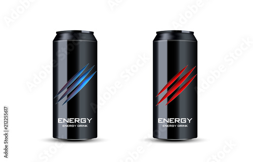 energy drink illustration 3d Advertising. Scratches on bank