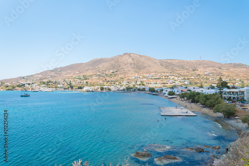 Fototapeta Naklejka Na Ścianę i Meble -  Panoramic view of the beach at Finikas village of Syros island, Cyclades, Greece