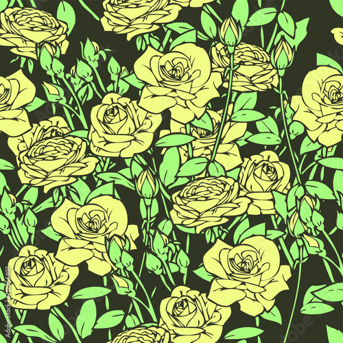 Fototapeta Naklejka Na Ścianę i Meble -  Seamless pattern with poppy, Peonies or roses flowers– stock illustration
