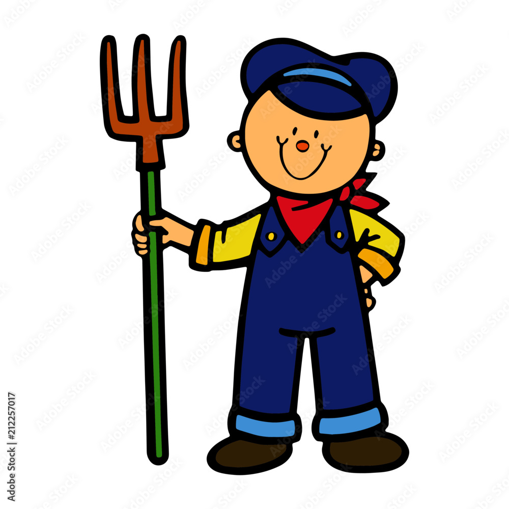 Farmer cartoon illustration isolated on white background for children color book Farmer cartoon illustration isolated on white background for children color book