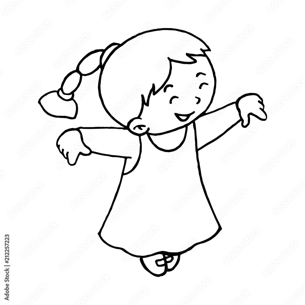 Girl cartoon illustration isolated on white background for children color book