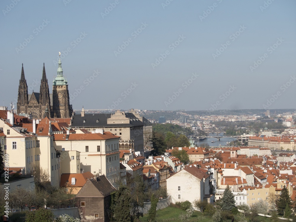 View of Prague Castle and Panorama of Prague, Czech Republic