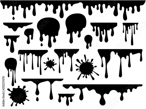 Ink blots and drips vector set isolated on white background Fototapeta