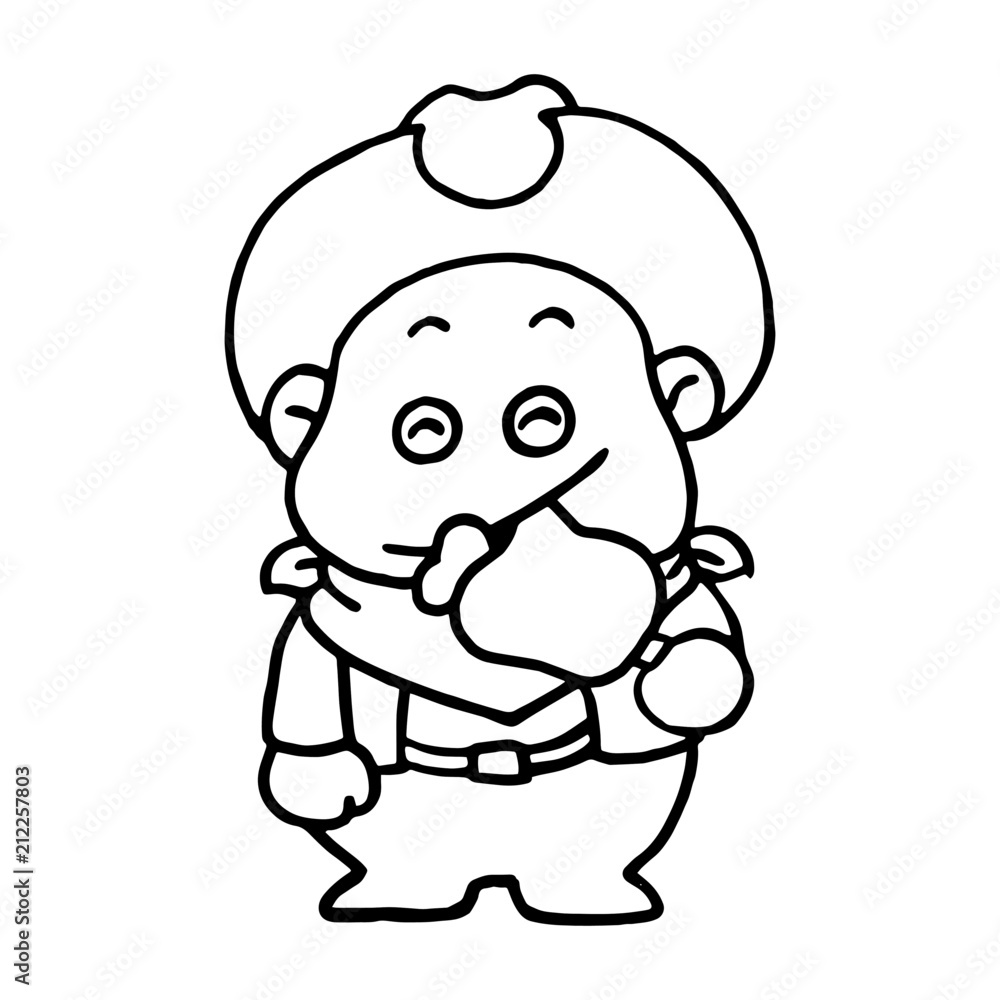 Cowboy cartoon illustration isolated on white background for children color book Cowboy cartoon illustration isolated on white background for children color book