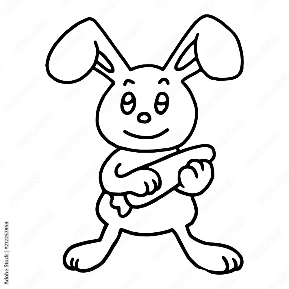Rabbit cartoon illustration isolated on white background for children color book