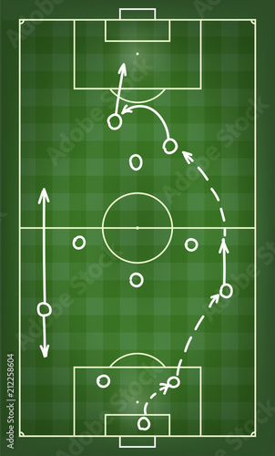 Football match tactics scheme. Vector illustration