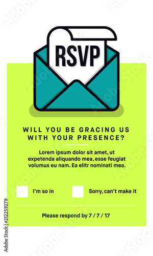 RSVP Layout Design with Response Text Box Template. Vector illustration.