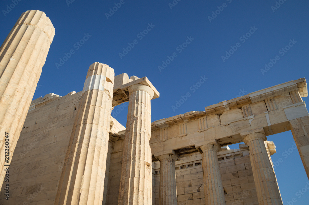 Columns, Pillars, Ruin of a Temple at the Acropolis with Athens Backdrop, Greece