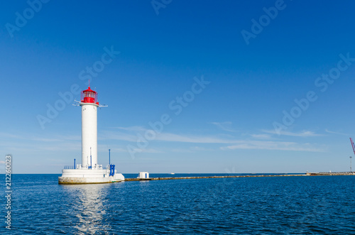 Seascape with lighthouse in the Odesa port