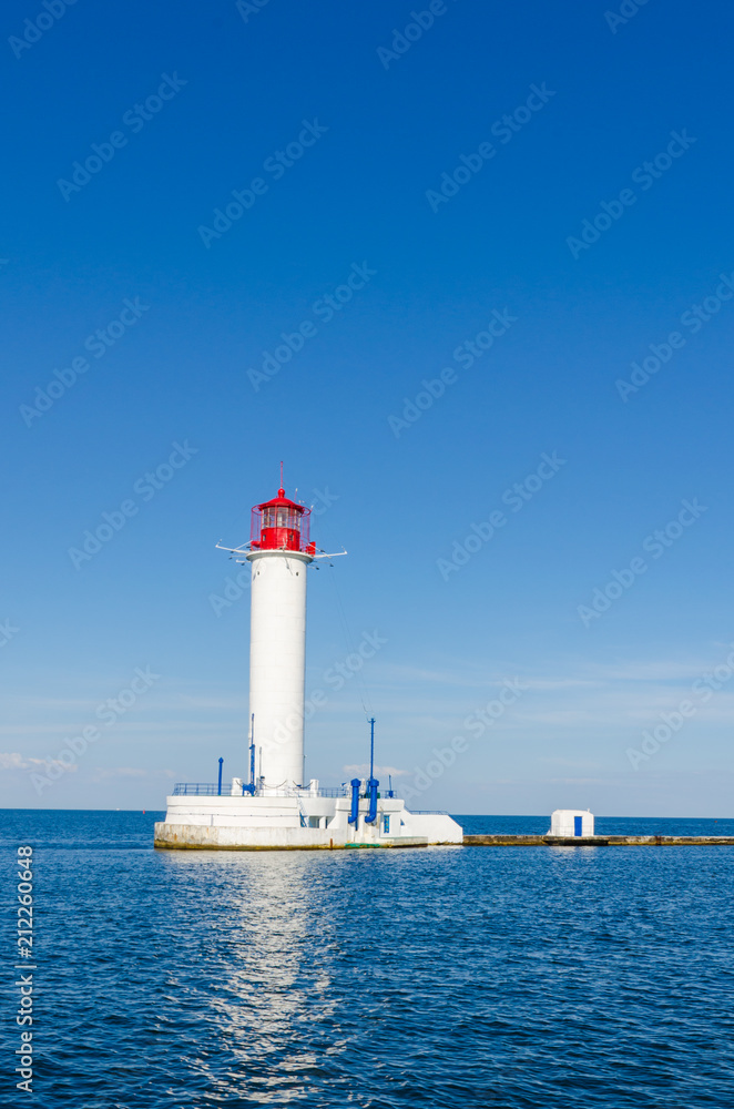 Seascape with lighthouse in the Odesa port
