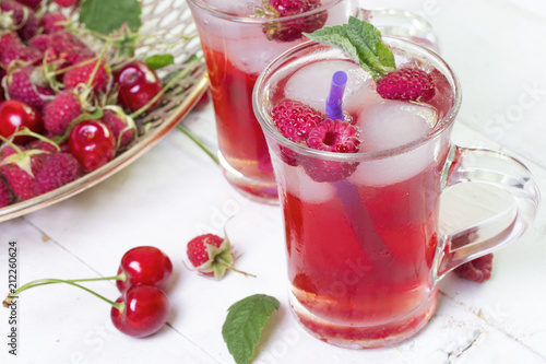 Wallpaper Mural summer red cool berry drink with ice in glasses Torontodigital.ca