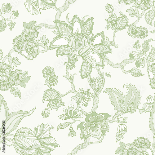 Seamless pattern with flowers orchids
