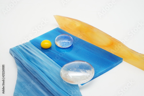 Color glass on white background