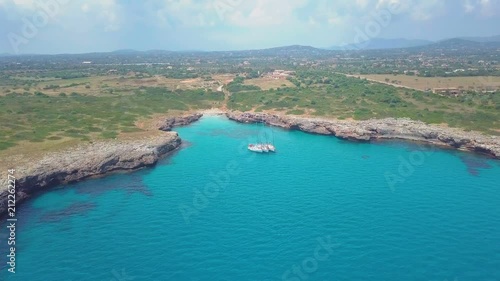 Wallpaper Mural Top view of the sailing boats in blue lagoon. Swimmers enjoying in clear blue sea. Torontodigital.ca