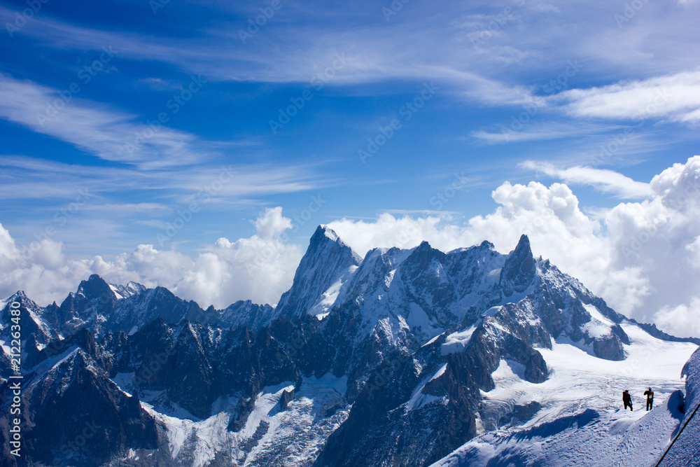 Hochplateu mit Alpinisten, Chamonix Mont-Blanc Hochplateu mit Alpinisten, Chamonix Mont-Blanc