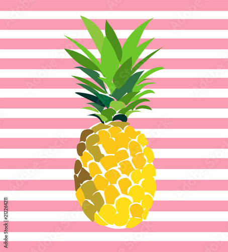 pineapple hello summer illustration. tropical exotic fruit greeting card. summer vacation. 