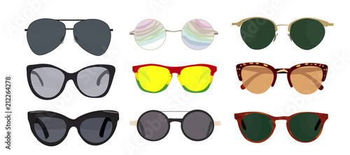 sunglasses collection vector illustration. sun summer glasses. fashion accessory