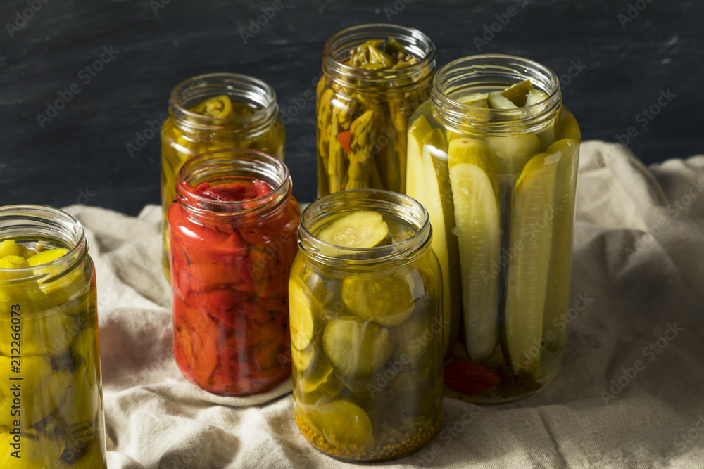Homemade Pickled Vegetables in Jars Homemade Pickled Vegetables in Jars