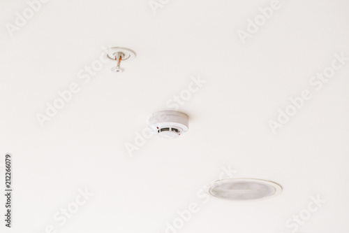 Smoke detector mounted on ceiling