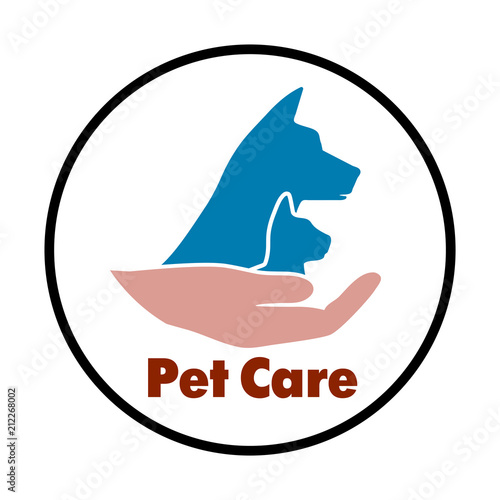 Logo care of animals, symbol of protection of vagrant animals.