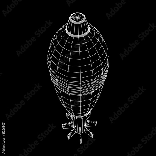 Missile, nuclear bomb or mortar mine Wireframe low poly mesh vector illustration