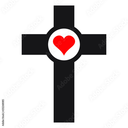 Religion christian cross with heart icon
