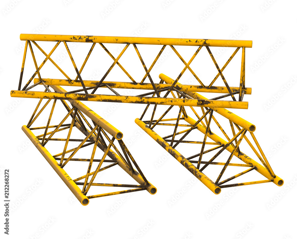 Metal truss girder element. 3d render isolated on white Metal truss girder element. 3d render isolated on white