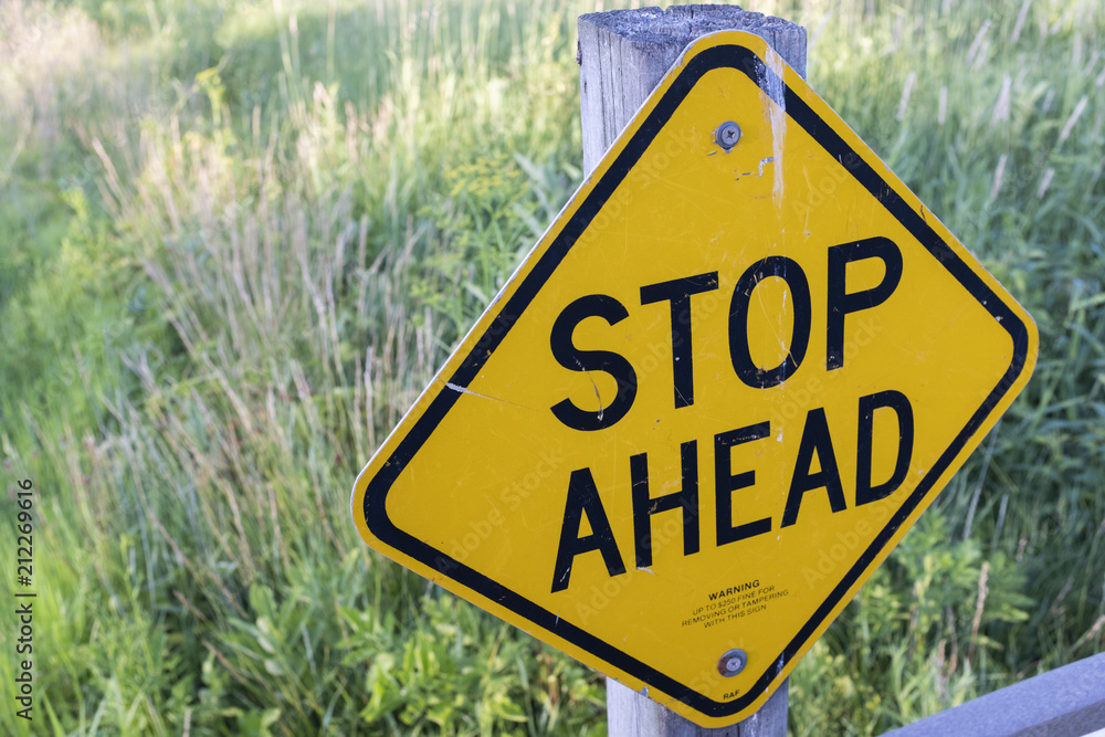 Stop Ahead Sign Yellow And Black