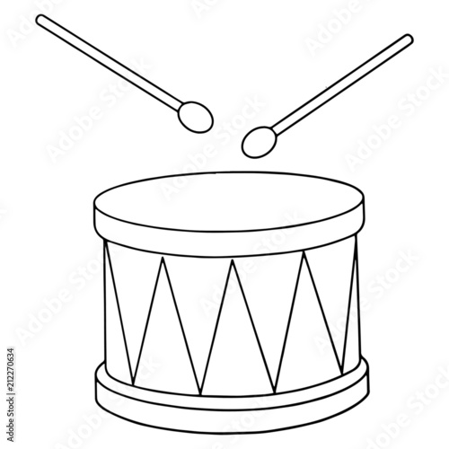 Drum cartoon illustration isolated on white background for children color book