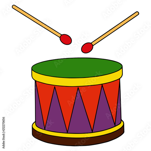 Drum cartoon illustration isolated on white background for children color book