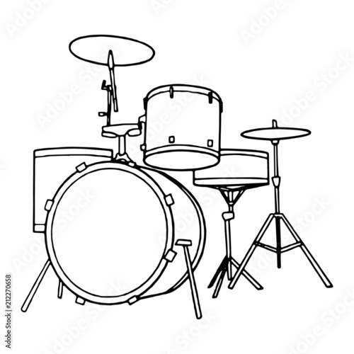 Drum cartoon illustration isolated on white background for children color book