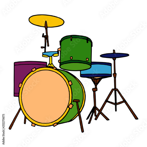 Drum cartoon illustration isolated on white background for children color book