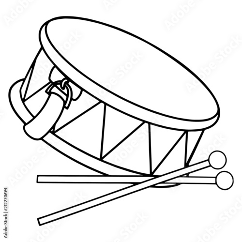 Drum cartoon illustration isolated on white background for children color book
