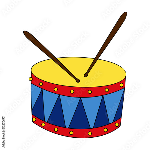 Drum cartoon illustration isolated on white background for children color book