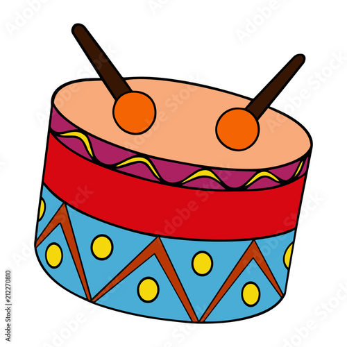 Drum cartoon illustration isolated on white background for children color book