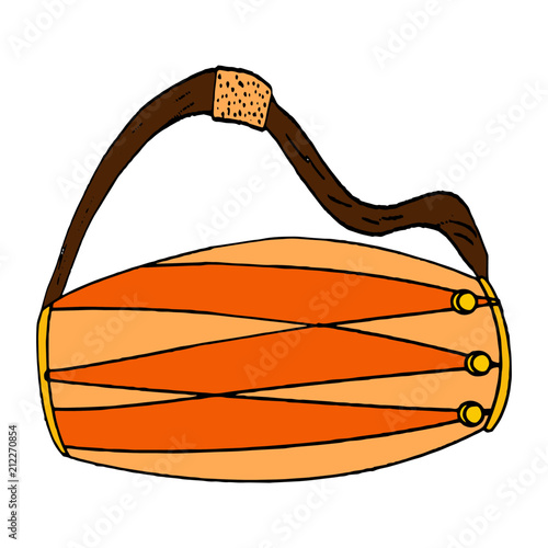 Drum cartoon illustration isolated on white background for children color book
