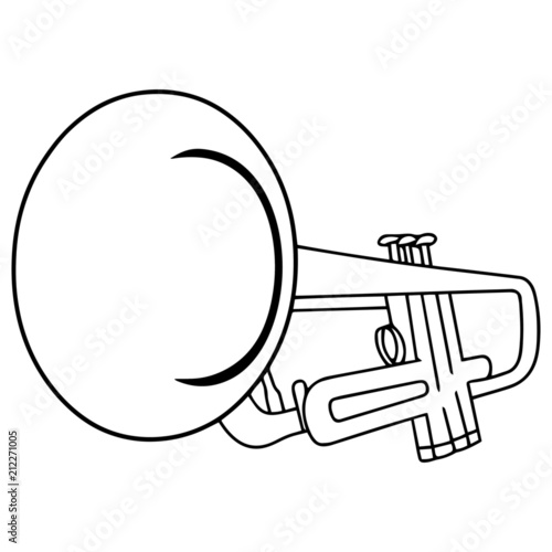 Trumpet cartoon illustration isolated on white background for children color book