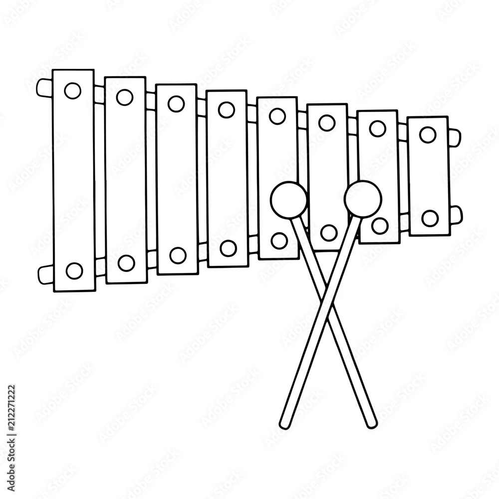 Xylophone cartoon illustration isolated on white background for children  color book Stock Vector | Adobe Stock