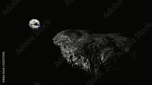 Oumuamua Comet moving through space toward earth, threatening image with stars, Realistic and detailed photo