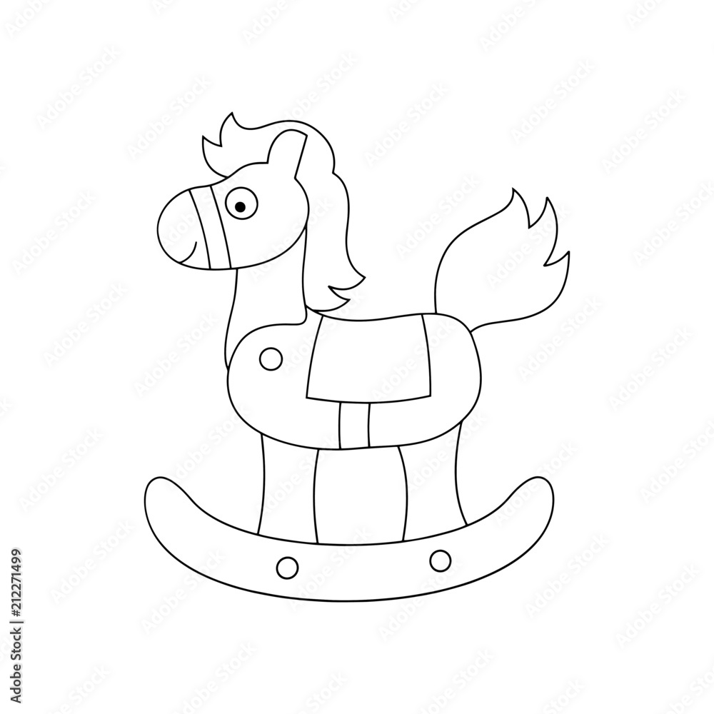Rocking Horse cartoon illustration isolated on white background for children color book Rocking Horse cartoon illustration isolated on white background for children color book