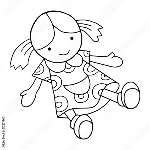 Doll cartoon illustration isolated on white background for children color book
