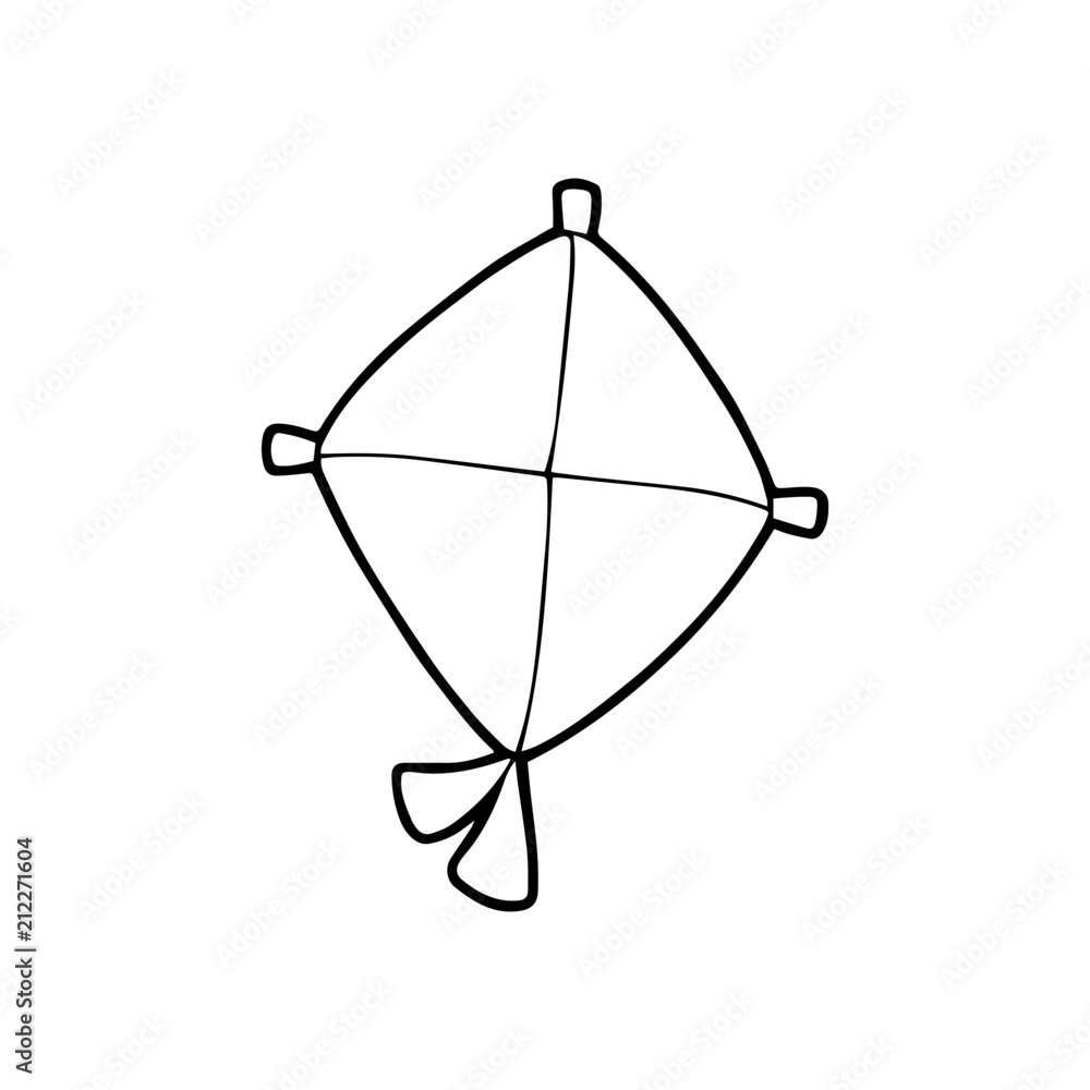 Kite cartoon illustration isolated on white background for children color book Kite cartoon illustration isolated on white background for children color book