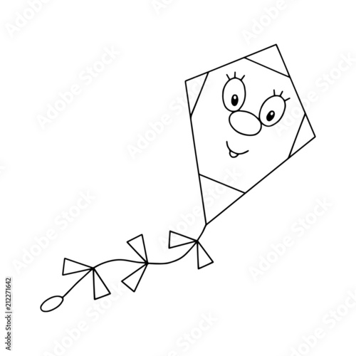 Kite cartoon illustration isolated on white background for children color book